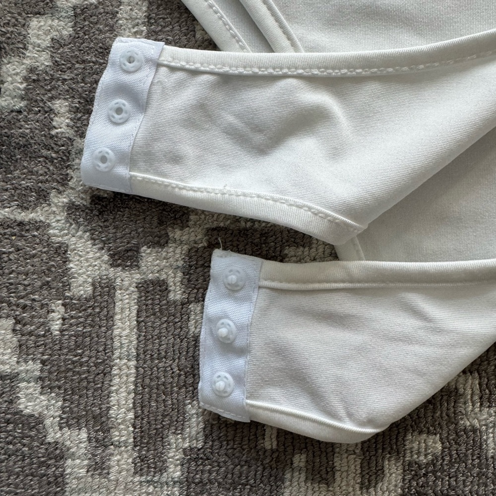 Soft White Woman’s Bodysuit Shoulder Cutout Fitted - Picture 5 of 10